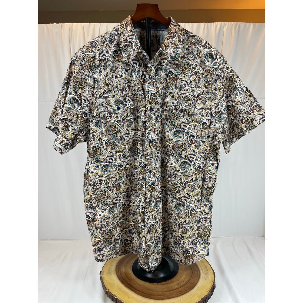 Moonshine Spirit by Brad Paisley Cotton Western Cowboy Shirt Blue Gold XXL
